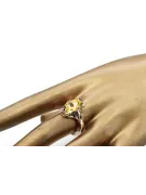 Vintage Anillo Peridoto amarillo Oro rosa antiguo original de 14k vrc082r